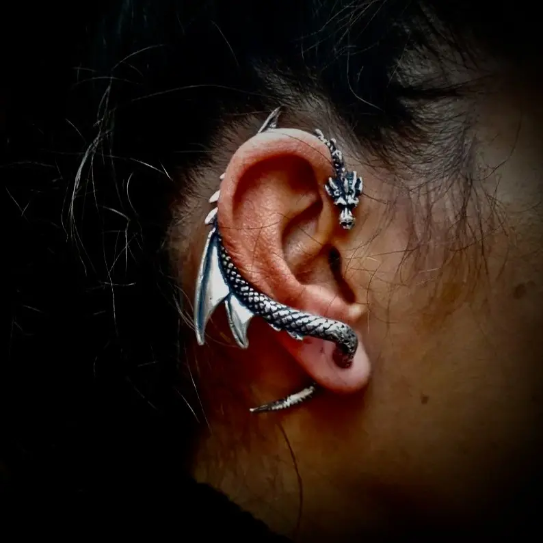 Fashion Flying Dragon Earrings Ear Clips Popular Punk Style For Girl Women Perfect Her Christmas gift 1