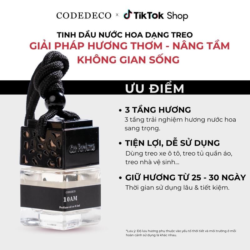  Tinh dầu thơm phòng nước hoa dạng treo CODEDECO 8ml 3 tầng hương treo xe ô tô nhà vệ sinh phòng ngủ tủ quần áo 