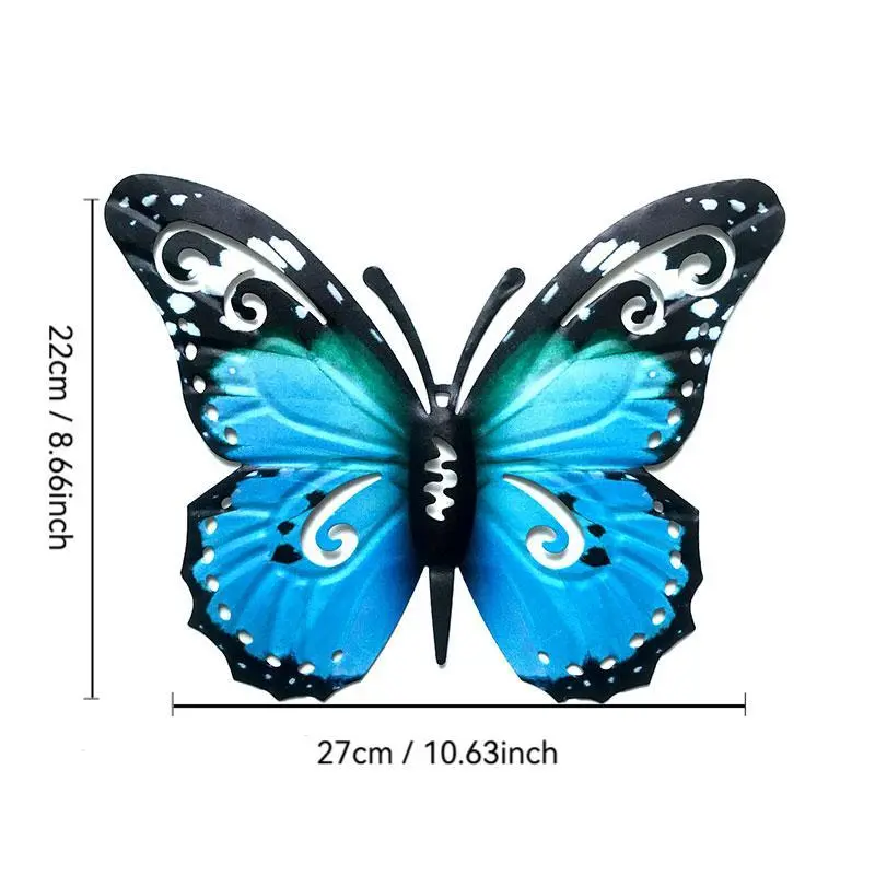 Metal Butterfly Wall Decor, 4 Counts/set Colorful Hanging Butterfly Decor, Outdoor Wall Decor for Garden Yard Fence Garden 7