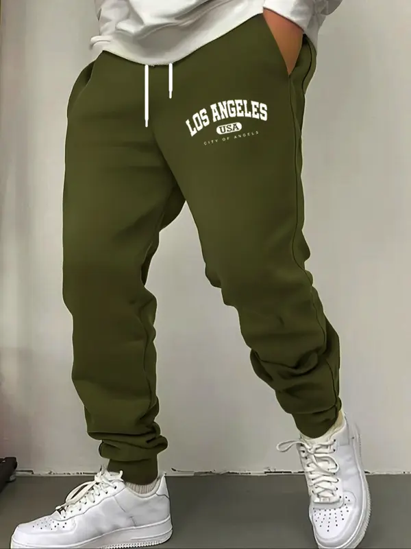 Men's Letter Print Jogger Pants, Regular Fit Casual Comfy Sweatpants for Spring & Fall, Men's Trousers for Daily Wear 4