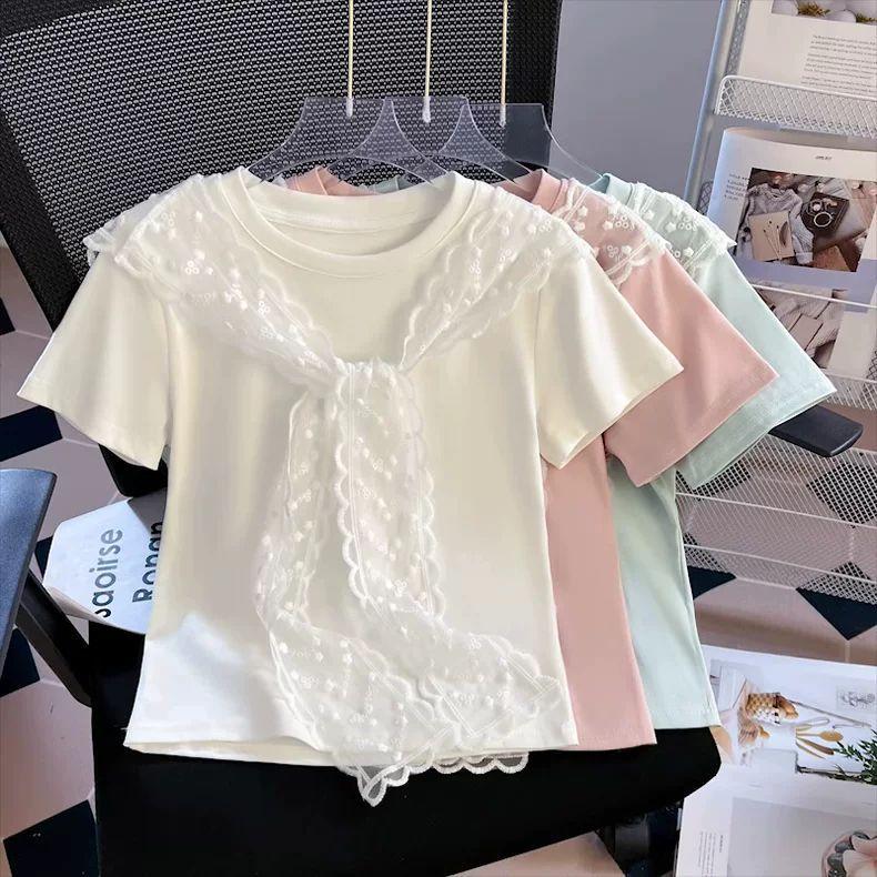 Product Introduction of Áo Thun ngắn Tay Áo Cho Nữ, Khăn Choàng Ren Nóng Bỏng, Áo Dệt Kim Ngắn, Thiết Kế Độc Đáo Hàng Mới Về Mùa Hè 2025 2