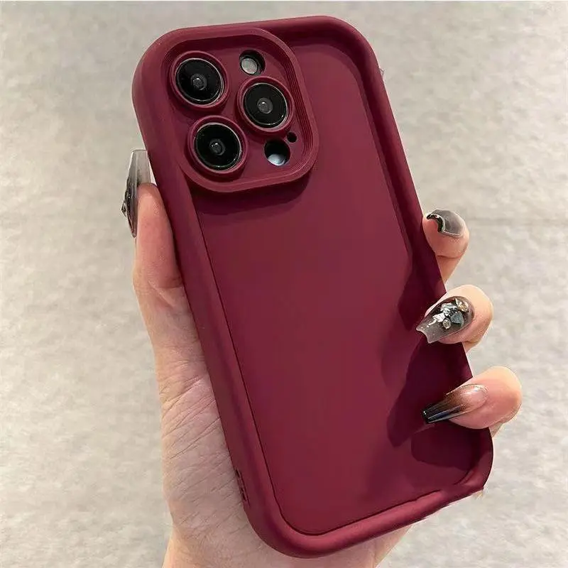 Ốp Silicon, Màu Cà Phê Lì Cho iPhone 15, 11, 14, 13, 12, Pro Max, Ốp Chống Sốc Phụ Kiện 1