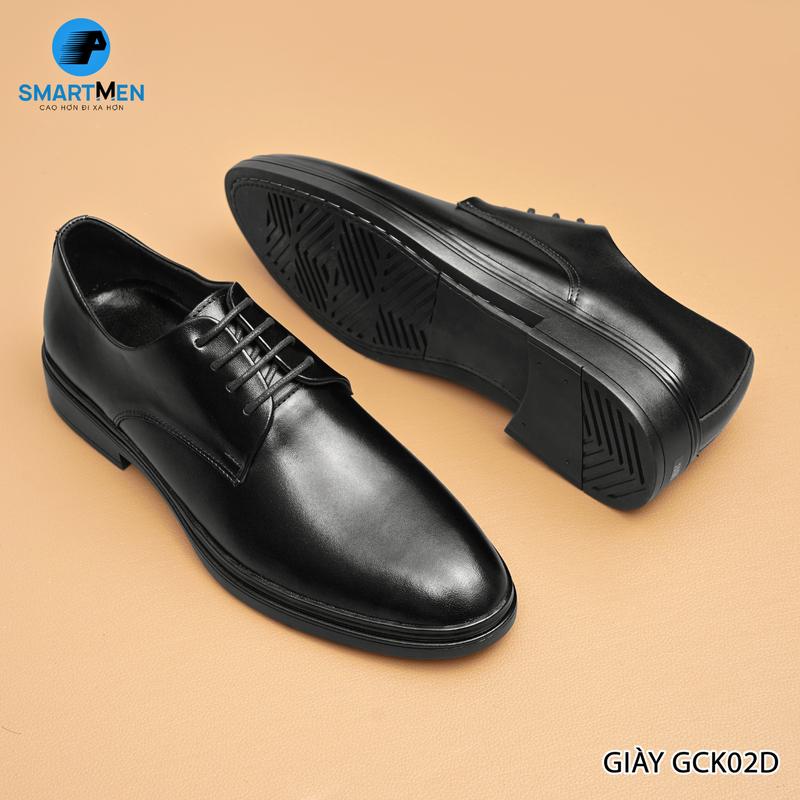 Giày nam công sở GCK-02-D Smartmen da bò thật cột dây đế cao su đúc nguyên khối có đệm khí đi rất êm chân Khâu đế Mc.Kay chắc chắn Derby Shoes giay