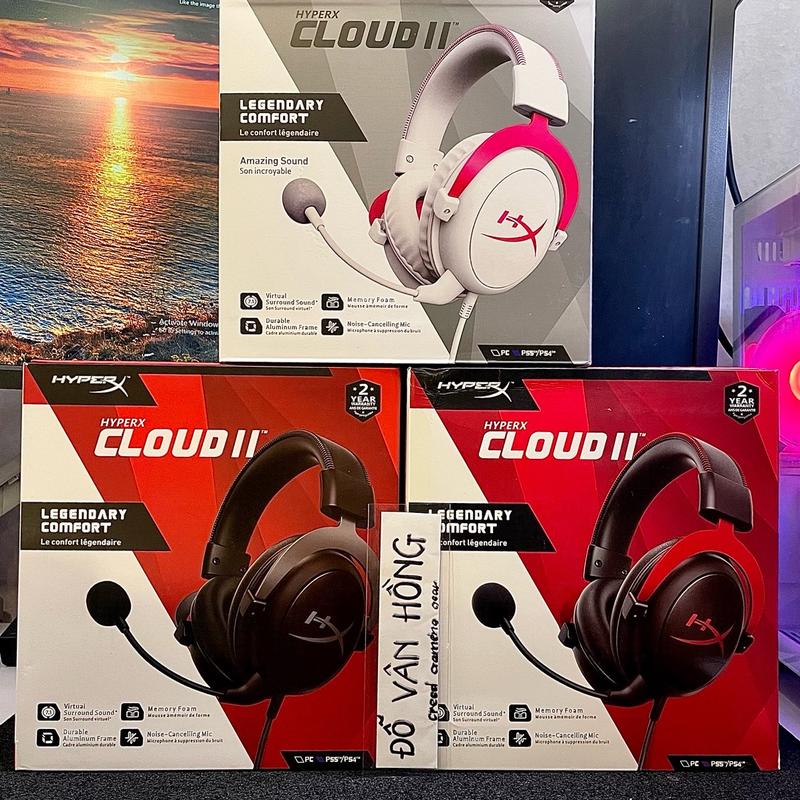 Tai nghe Gaming Hyperx Cloud 2/ cloud II fullbox trắng hồng/ đỏ/ bạc chính hãng