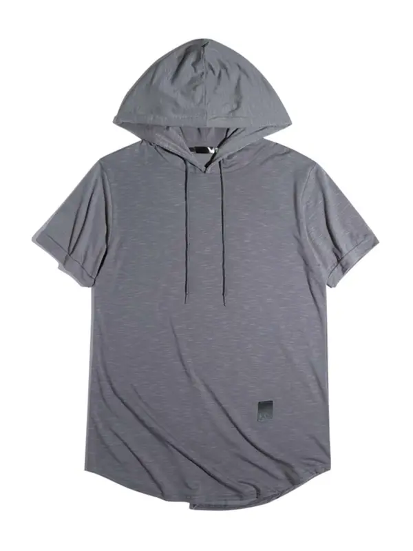 Men's Solid Drawstring Hooded Tee, Casual Regular Fit Short Sleeve T-Shirt for Summer, Menswear for Daily Wear, Tops, Pullover 8