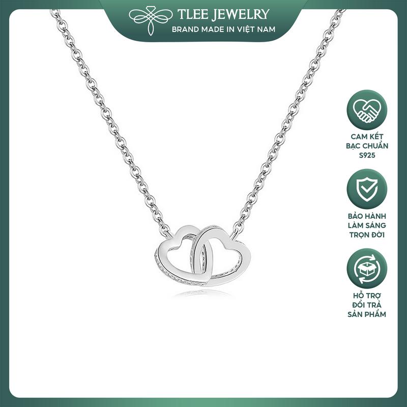  Dây chuyền bạc nữ TLEE mẫu tim viền đá lồng ghép nữ tính TLEE JEWELRY D0169 