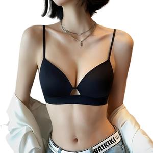Girl Size Underwear Women's Summer Thin Micro Push up Breast Holding Anti-Sagging No Steel Ring Nude Feel Comfortable Seamless Bra Silicone Invisible Adhesive Nubra
