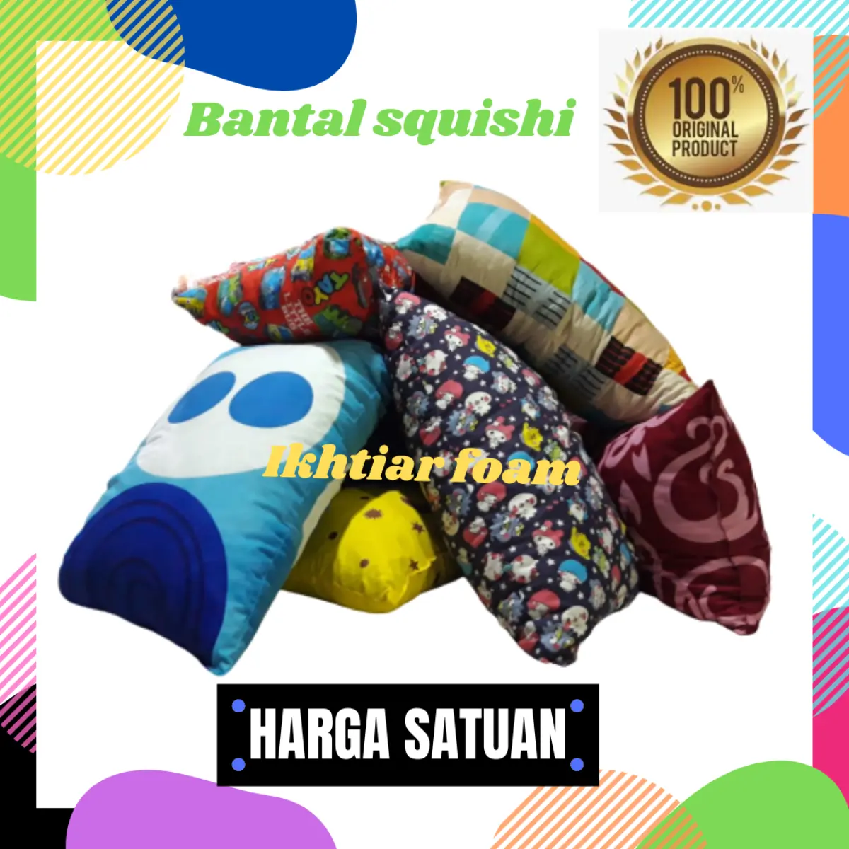 BANTAL memori SQUISHY SUPER EMPUK ANTI KEMPES MOTIF RENDOM UKURAN 60X45 ORIGINAL  BANTAL TIDUR MURAH