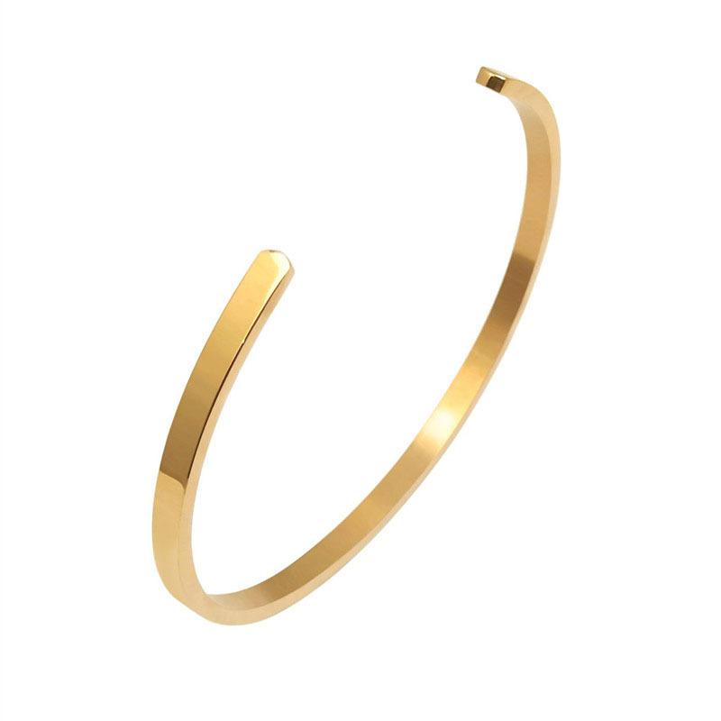 Vòng Tay Thép Không Gỉ, Thương Hiệu Thời Trang Mới, Loại C 4Mm, Phong Cách Đơn Giản, Vòng Tay Mở Nữ Bằng Thép Titan 8