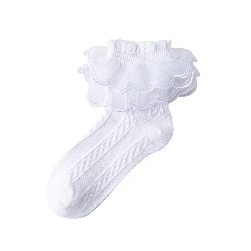Kids Baby Girls Socks Cute Ruffled Mesh Patchwork Princess Dress Socks for Toddler Clothing Accessory