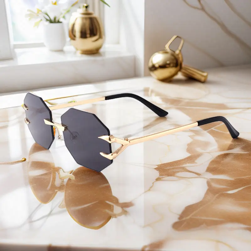 2024 New Retro Fashion Polygonal Gradient Sunglasses/Frameless Sunglasses/Men/Women/Cheetah Style Sunglasses/Uv400/Outdoor/Driving