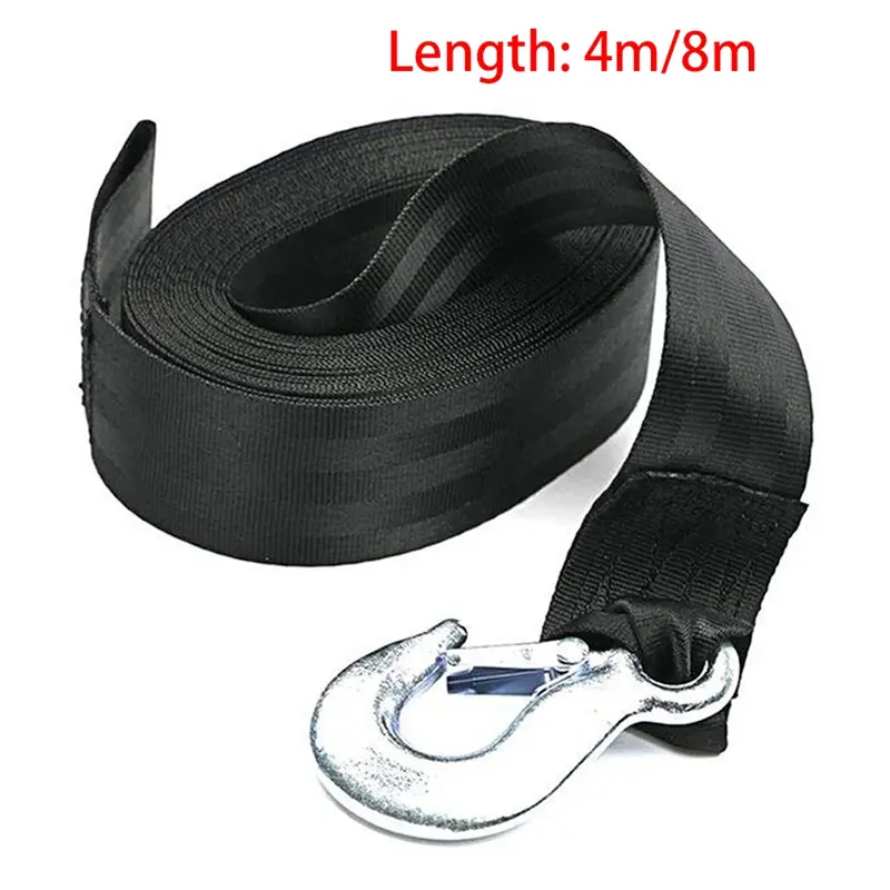 Boat Winch Strap with Hook and Safety Latch - Loop End - 5,000Lbs for Trailer, Ship Docking