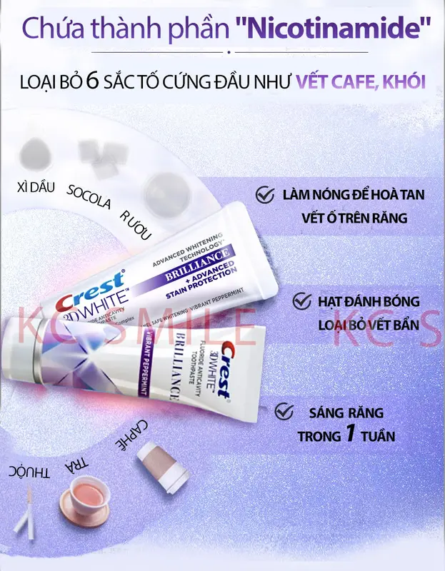 Kem đánh răng Crest 3D White Brilliance kem đánh trắng răng kem  đánh kem  dan kem  đánh miếng  dán tẩy trắng răng cây làm trắng răng beauty  clean sạc  máy thuốc  tẩy kem  đánh cao trắng răng tay  trang kem  đánh vật  tư kem  tẩy kem  đánh kem men  trắng 5