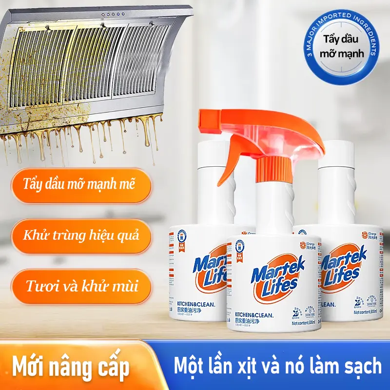 Marteklifes Chất Tẩy Dầu Mỡ Cứng Đầu Hương Cam  Tươi Mát, Tẩy Dầu Mỡ Chuyên Dụng