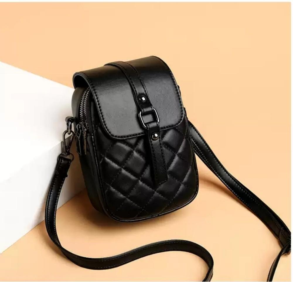 MANONI SHOP - TAS SELEMPANG WANITA MODEL KOREA DESAIN TAS KECIL MINI SLINGBAG TAS HP WANITA BAHAN KUALITAS IMPORT MOTIF JAHIT Kulit PU BISA COD Kanvas Hitam
