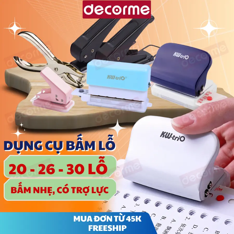 Dụng cụ đục lỗ phụ kiện sổ Decorme bấm lỗ làm sổ còng, thủ công DIY