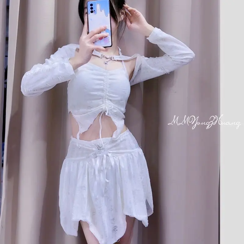 Đồ Bơi, Bộ Ba Mảnh Bikini Xẻ Tà, Dành Cho Nữ, Phong Cách Đường Phố Cao Cấp, Bó Sát, Đồ Tắm Spa, Giúp Giấu Bụng, Hàng Mới Về 3