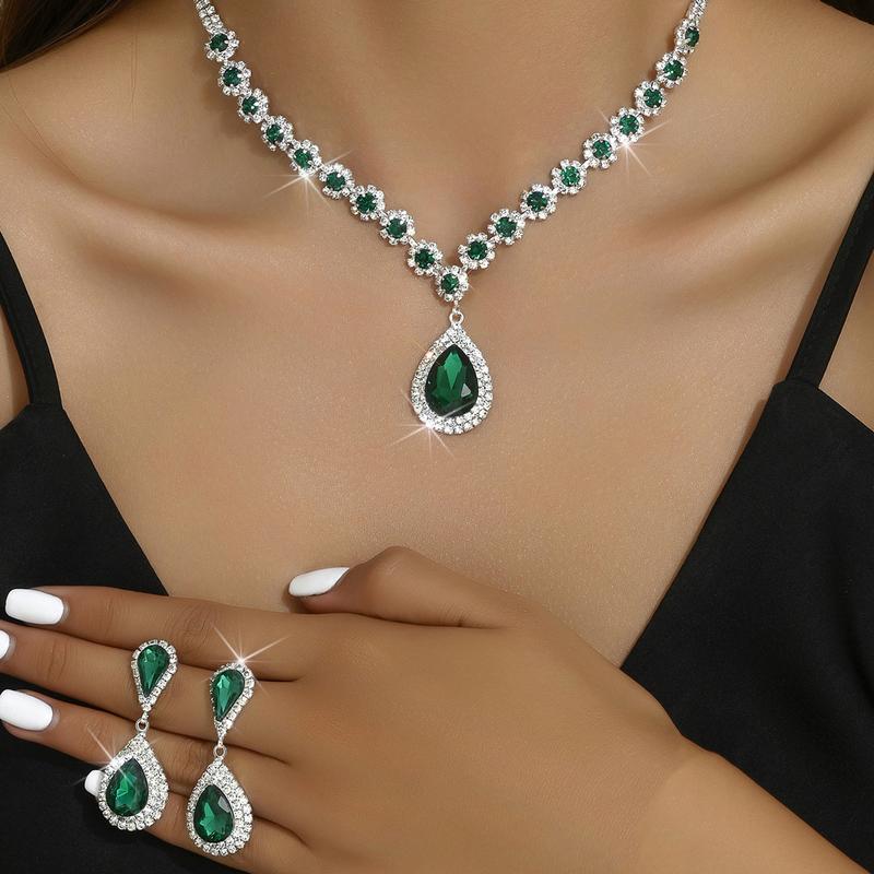 Bộ Bông Tai Vòng Cổ 2 Món, Dành Cho Nữ, Không Gây Dị Ứng, Bông Tai Và Vòng Cổ Rực Rỡ, Thích Hợp Làm Quà Kỷ Niệm Hoặc Quà Tặng Ngày Của Mẹ 1
