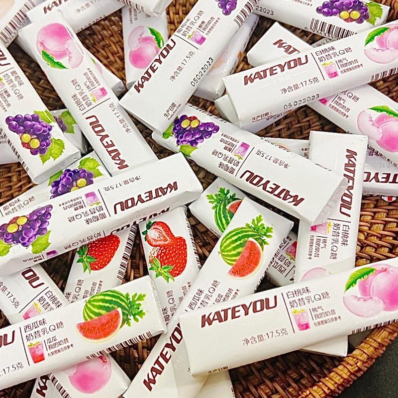 Set 5 Thanh Kẹo Sữa Chua Hoa Quả Các Vị Nội Địa , Kẹo Mềm Trái Cây Thanh 17G, đồ ăn vặt nội địa