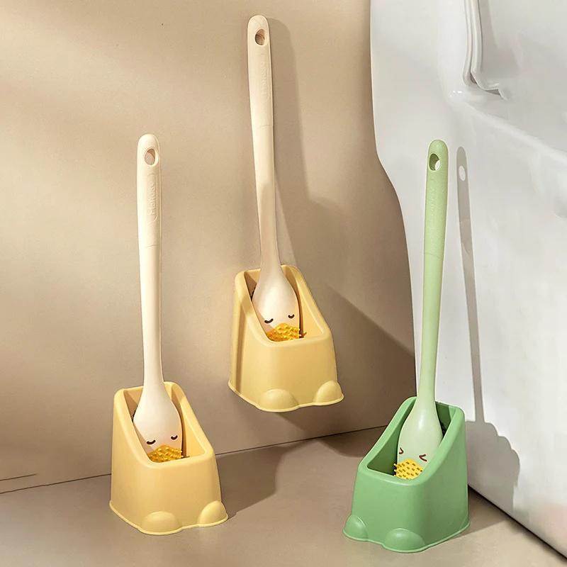 Product Introduction of Toilet Brush Household Cleaning Bathroom Accessories Long Handle Wall Mounted Cartoon Duck Creative Space Saving Toilet Brush 7