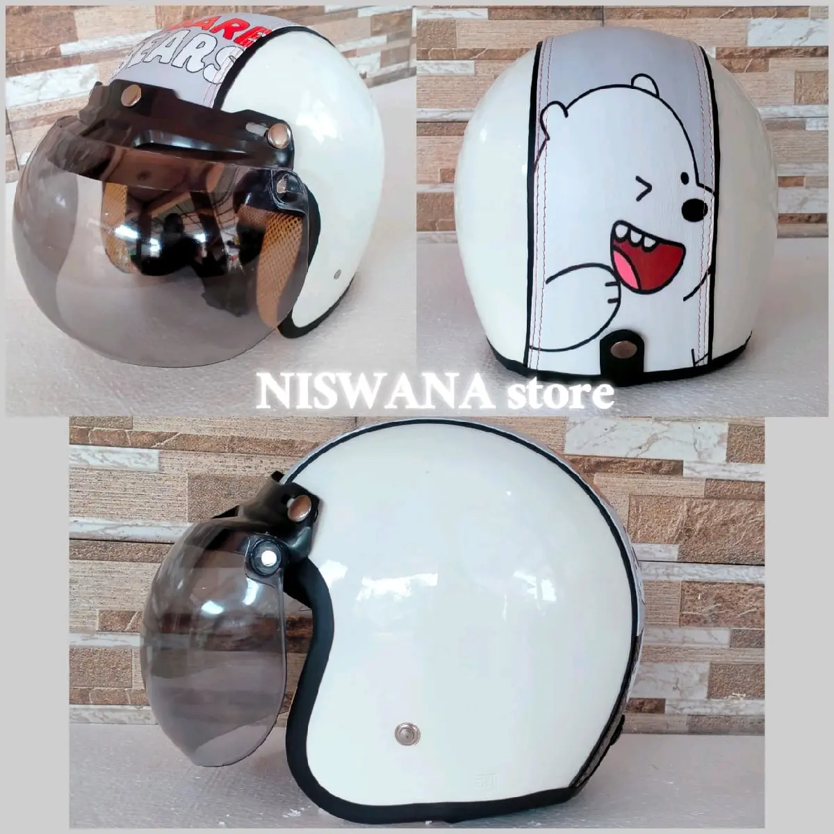 helm junior semi cat beruang salju