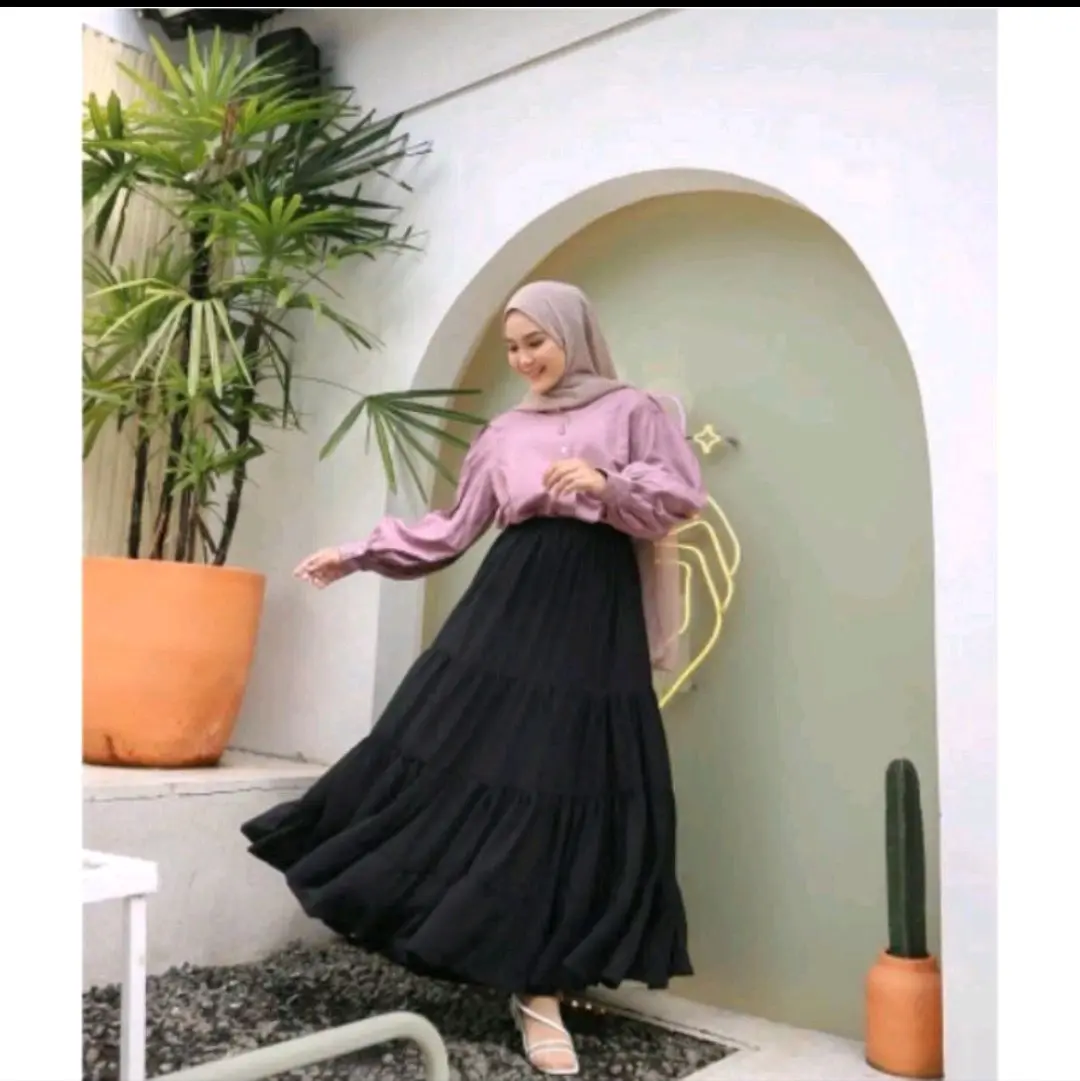 rok umpak kerut bahan ceruty bebydoll termurah lapis furing higet