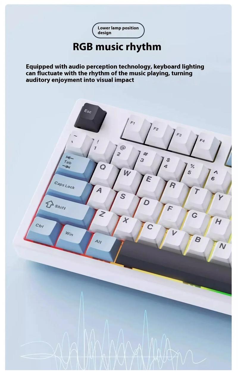 Product Introduction of Ajazz AK35i V3 Wired and Wirless 3mode Mechanical Keyboard 104keys Full-key Hot Swappable with Knob and Display Five Layer Noise Reduction for Gaming and Office 9