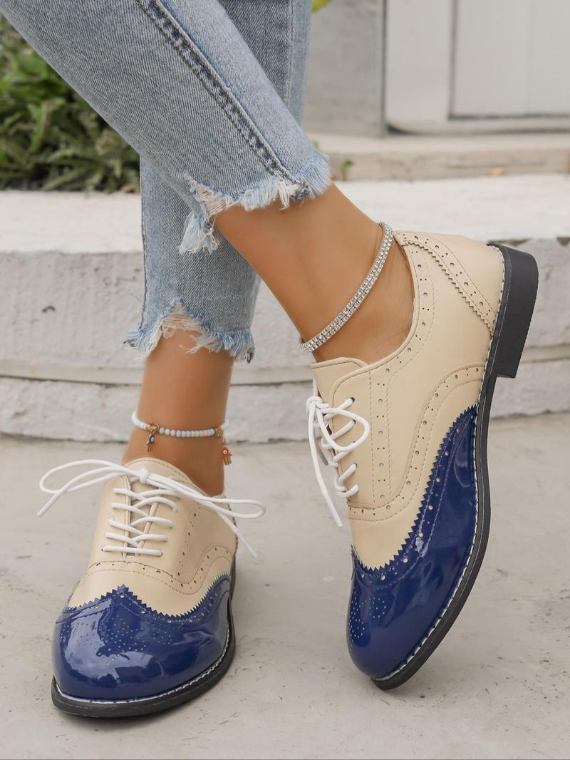 Product Introduction of Women's Fashionable PU Leather Oxford Shoes, Casual Comfortable Derby Shoes for Daily Wear, All-match Commuter Shoes for Work & Daily 7