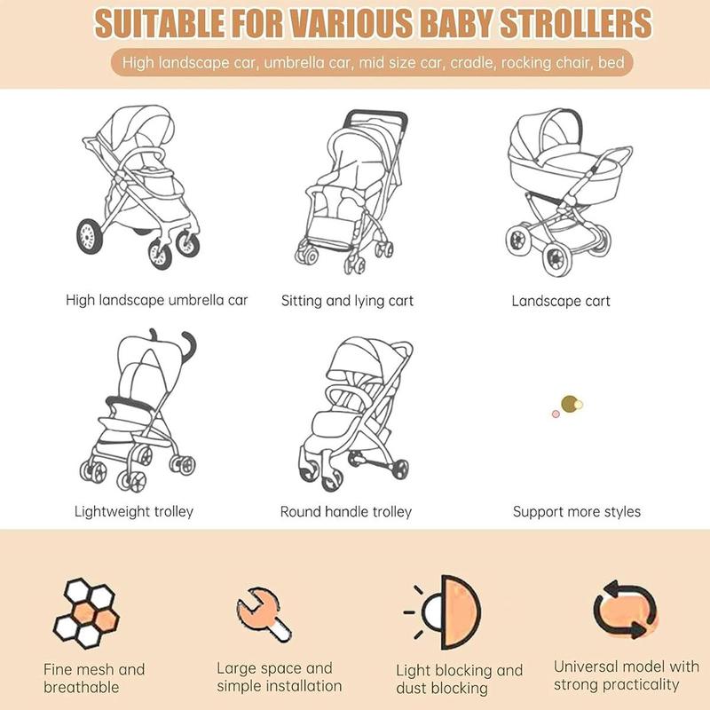 Product Introduction of Baby Stroller Mosquito Net Pushchair Cart Insect Shield Net Baby Stroller Accessories Mesh Safe Infants Protection Mesh Cover 18