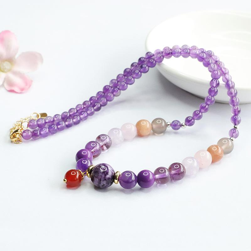 Product Introduction of Divine Nine Purple Fire Crystal Necklace for Dragon Year 6