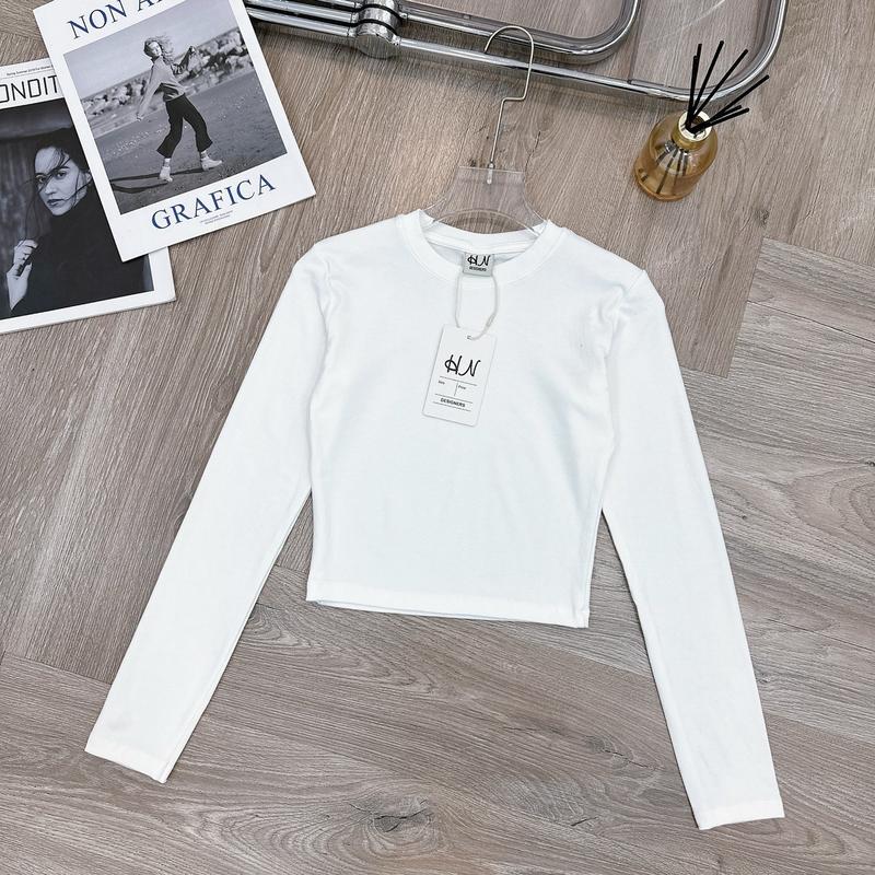 D039 _Áo Tay Dài Cổ Tròn Chất Zip Lụa Croptop