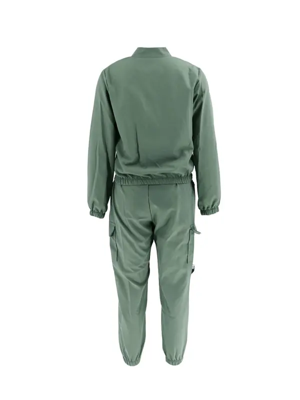 Women's Mock Neck Zip Up Jacket & Elastic Waist Cargo Pants Set, Longsleeves Zipper Outerwear & Multi-pocket Trousers, Casual Street Style Spring & Fall 1