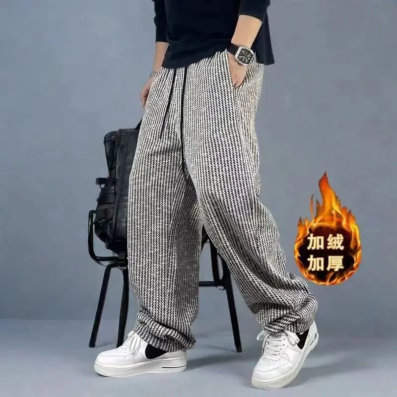 Quần Dài Nam, Phong Cách Mỹ, Mùa Thu Và Mùa Đông, Lót Lông Cừu, Hợp Xu hướng, Thương Hiệu, Dáng Rộng Vừa Vặn, Dễ Phối Đồ, Thích Hợp Cho Mùa Xuân Và Mùa Thu, Quần Thường Ngày Quần Ống Đứng, Ngoại Cỡ Menswear 0
