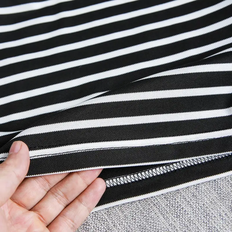 Polo sọc kẻ ngang vải Pique cổ bẻ UMA STORE Form Regular Menswear Ngắn Tay Đen Trắng (POLOUMAOR 3 ) Có Cổ Áo Tay Ngắn 6