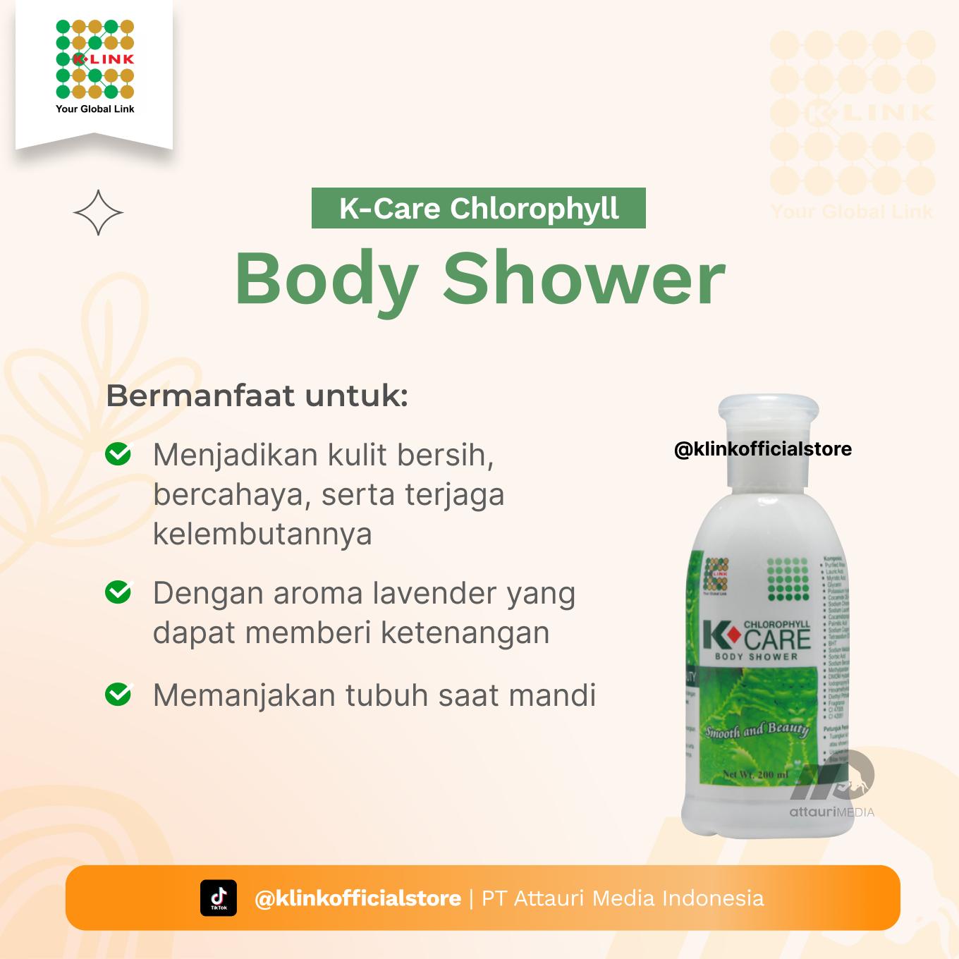 K-CARE Chlorophyll Body Shower (200 ml) Sabun Mandi Klorofil Cair Sabun Mandi K Link Official Store K-Link Original Store Attauri Soap Tubuh