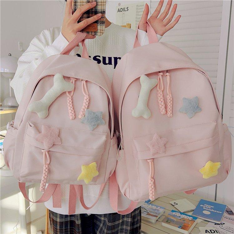 Ba Lô, Thiết Kế Tươi Mới, Đơn Giản Và Dễ Phối Đồ Hình Ngôi Sao Năm Cánh Dễ Thương, Thích Hợp Cho Học Sinh Trung Học Cơ Sở Và Trung Học 1