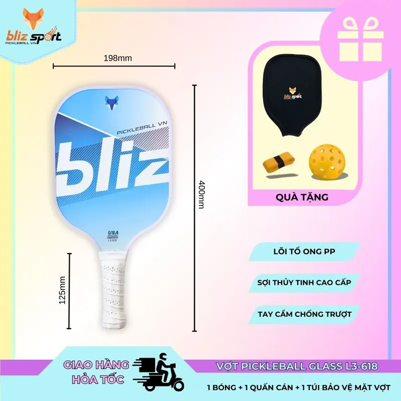 Vợt Pickleball hiệu BLiz Sợi Thủy Tinh cao cấp BlizL3 6