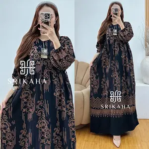 Ready stock dress rayon motif sabian busui ld 120 gamis bahan rayon premium viral ada saku big size
