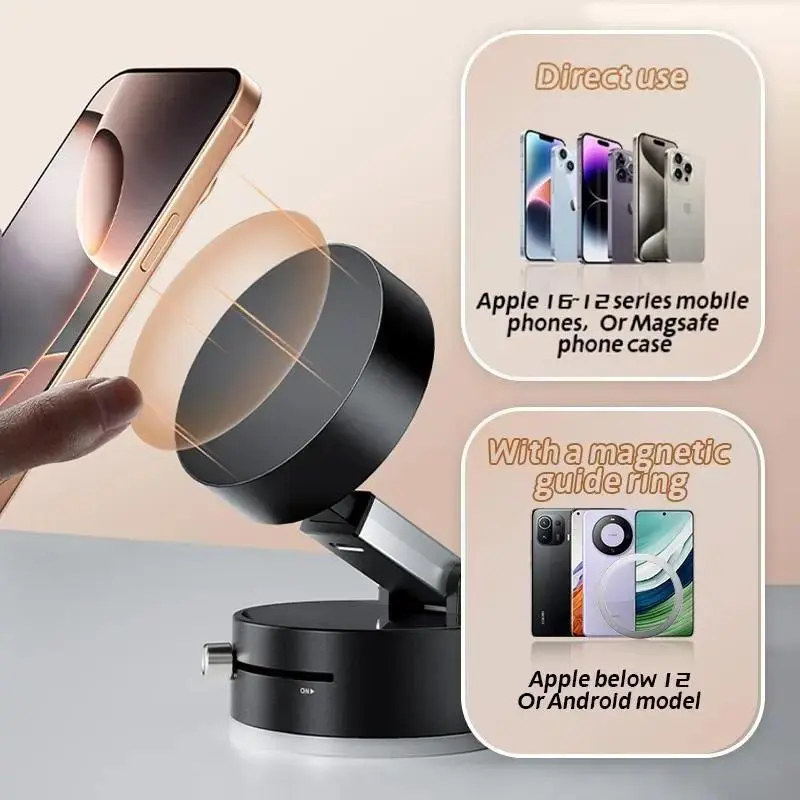 Magnetic Car Phone Holder, 1 Count Magnetic Vacuum Suction Car Phone Holder, Universal Car Phone Navigation Bracket, Car Interior Accessories, Cell Phone Car Mount 3