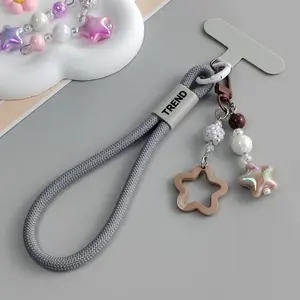 Tali Gantungan Telepon HP Universal Lanyard Tali Telepon & Rantai Kunci Wrist Rope Cinta Mutiara Lima Bintang Kunci