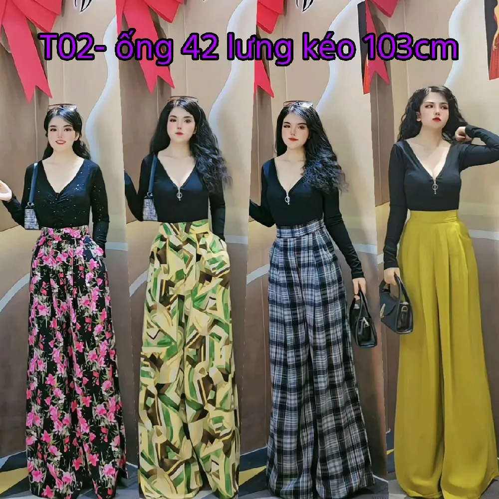 [T02-Ống 42-DÂY KÉO Sau dài 103cm]- Quần Lụa Mango Giả Váy vải mỏng nhẹ ko lộ -đo eo cao trên rốn 5cm - FOM TO LÙI SIZE