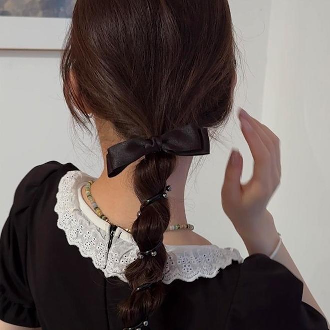 Băng Đô Nơ, Màu Bạc, Dây Đeo Điện Thoại Hạt, Buộc Tóc Đuôi Ngựa, Bện Bong Bóng Ngọt Ngào, Dụng Cụ Tóc Bện 5