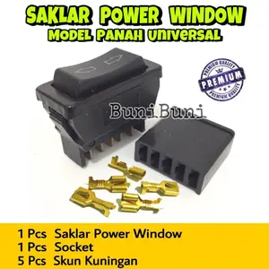 Saklar Power Window / Switch Power Window Jendela Mobil Universal Komplit Socket & Skun