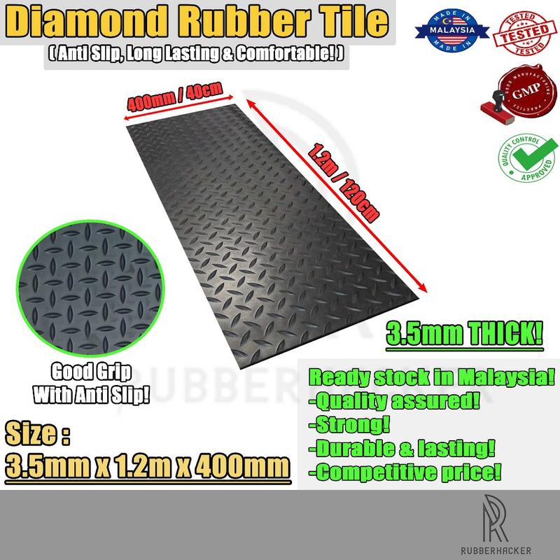 Diamond rubber mat 3.5mm x 1.2m x 400mm floor matting, rubbe - TikTok ...