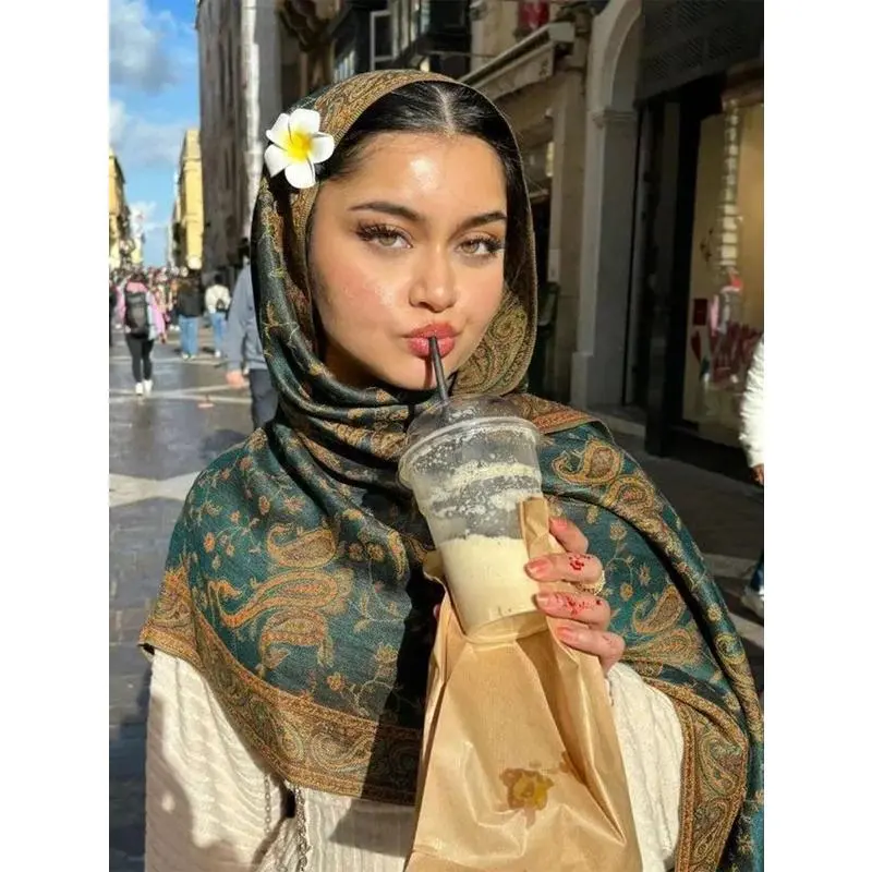 Bohemia Pashmina Hijab Scarf Long Muslim Cashmere Shawl Female Foulard Soft Turban Head Wraps For Women Headband Luxury Brand