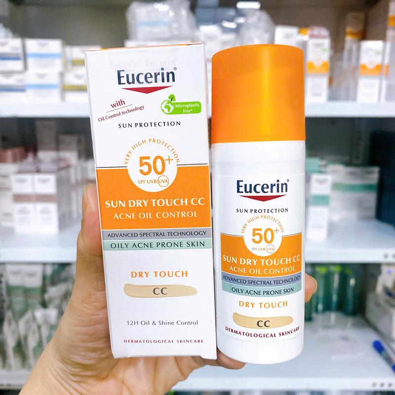 Eucerin Kem Chống Nắng Kiểm Soát Nhờn Trang điểm Sun Oil Control Dry Touch CC SPF50+ 50ml