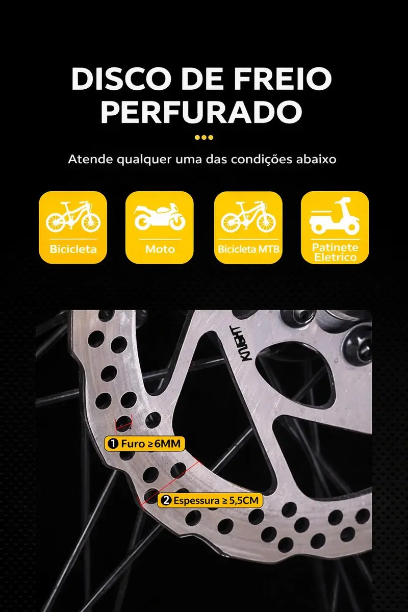 Trava de Disco em Liga de Alumínio Com Alarme 110dB Antifurto para Moto/Bike à Prova dÁgua Universal