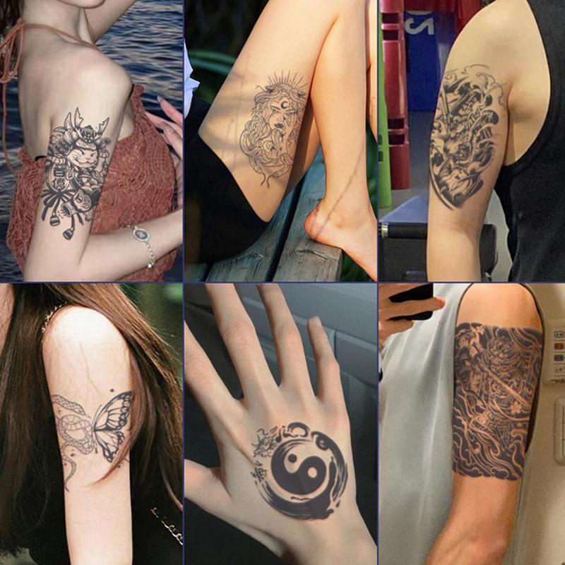 Herbal Tattoo Stickers Flower Arm Tattoo Stickers New Ins Wind Tattoo Stickers Waterproof Men and Women Long-lasting Temporary Tattoo Stickers Waterproof Sweat Realistic Semi-permanent Tattoo Stickers Color 0