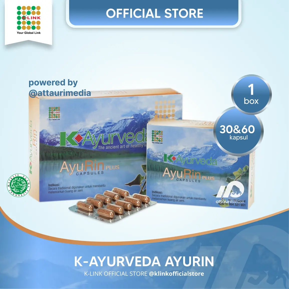 K-Ayurveda AYURIN Original K-Link (1 Box isi 30 & 60 Kapsul) Anti Radang Batu Ginjal Ayu Rin K-Link Official Store K-Link Original Store Attauri