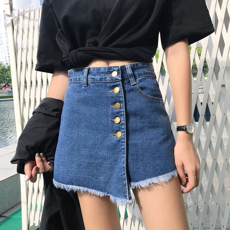 Summer women's skirt buttoned skirt slim 2024 all-match student Hong Kong style